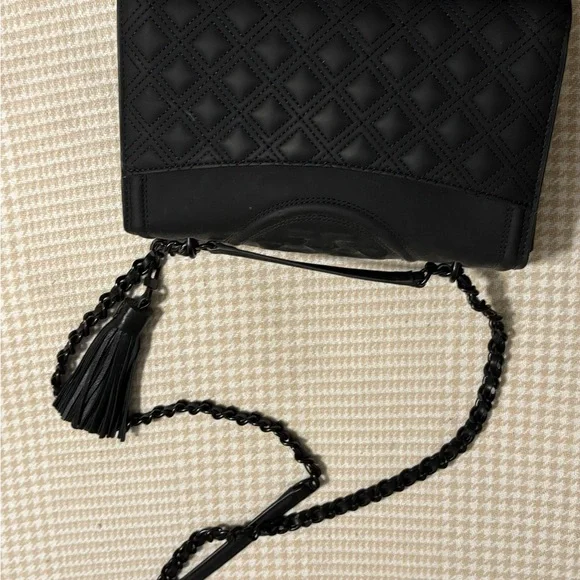 Tory Burch Black Crossbody Bag with Braided Strap and Tassel - Picture 3 of 3